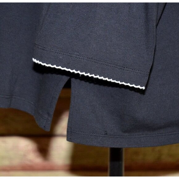 Alfred Dunner Ladies 1X Black Knit Top Scalloped Edge Beaded Floral 3/4 Sleeve - Picture 6 of 9